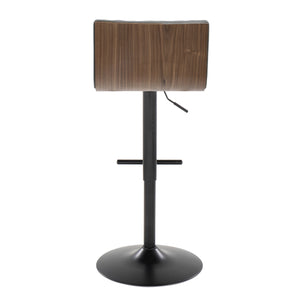 English Elm Mason Adjustable Barstool Set Of 2 – Modern Swivel Design In Black Metal, Walnut Wood & Grey Faux Leather B202S00974