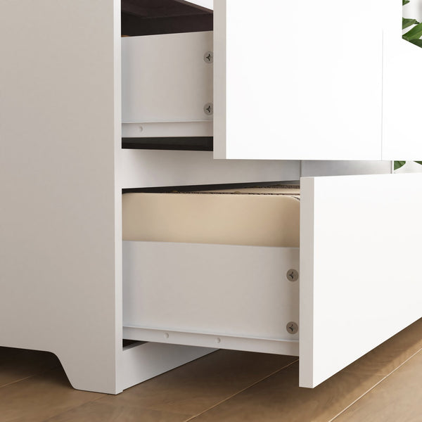 English Elm Modern Six Drawer Dresser with Wave Panel Fronts Handleless Design for Bedroom W409P371346