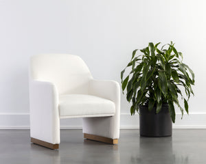 Sunpan Jaime Lounge Chair - Elegant Upholstered Seating with Gold Stainless Steel Base for Stylish Spaces Fior Vanilla