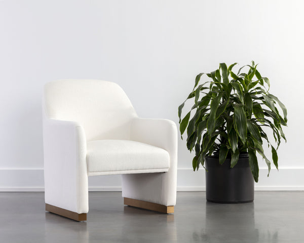 Sunpan Jaime Lounge Chair - Elegant Upholstered Seating with Gold Stainless Steel Base for Stylish Spaces Fior Vanilla