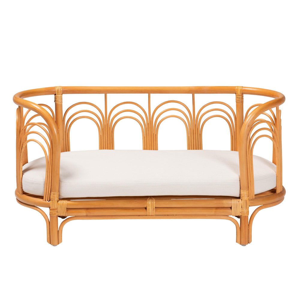 English Elm Bohemian Rattan Pet Bed with Openwork Weave Honey Finish and Removable Cushion B2750P467729