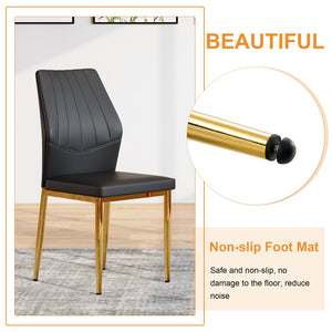 English Elm Table and Chair Set Marble Glass Top Gold Legs Modern 5 Piece Dining for Small Spaces Black,White+Gold W1151S04652