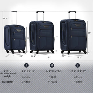 English Elm Softside Expandable Spinner Luggage 3 Piece Set with Tsa Lock and 360 Wheels Dark Blue PP283608AAM