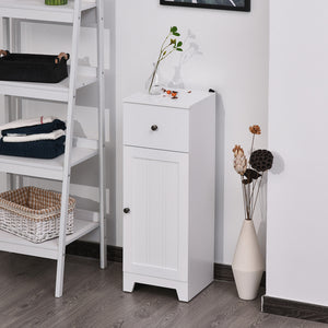 English Elm kleankin Compact Bathroom Storage Cabinet 12.5" W x 35" H with Drawer, Adjustable Shelf, Anti-Tip, White Elegance W2225P216994