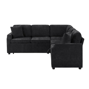 English Elm Sectional L-Shaped Sofa Bed With Storage & Guest Sleeper - Modern Chenille Upholstered Comfort N719S002070B-GIGA