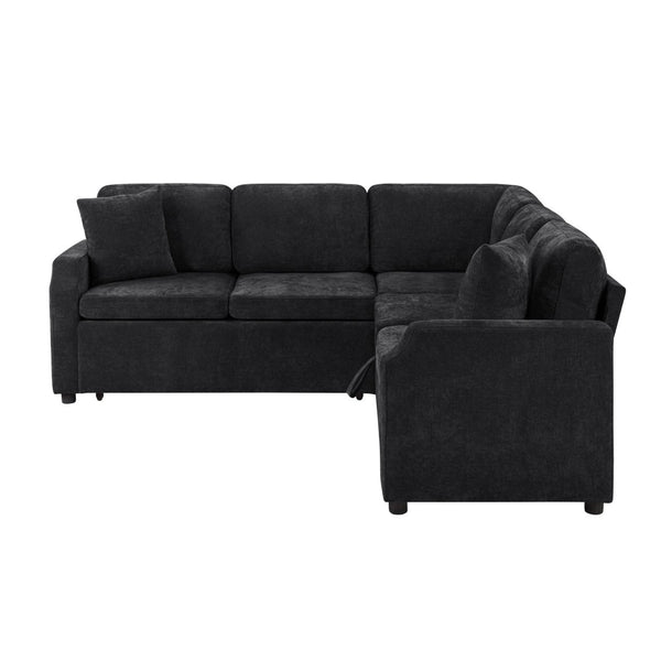 English Elm Sectional L-Shaped Sofa Bed With Storage & Guest Sleeper - Modern Chenille Upholstered Comfort N719S002070B-GIGA