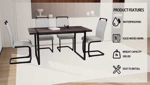 English Elm 59" Rustic Industrial Dining Table Set With 3 Pu Armless Chairs - Modern Farmhouse Style For Home W2189S00158