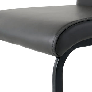 English Elm Modern White Pu Leather Dining Chairs with Black Metal Legs Ergonomic Set of 2 Charcoal+Grey W210P199100