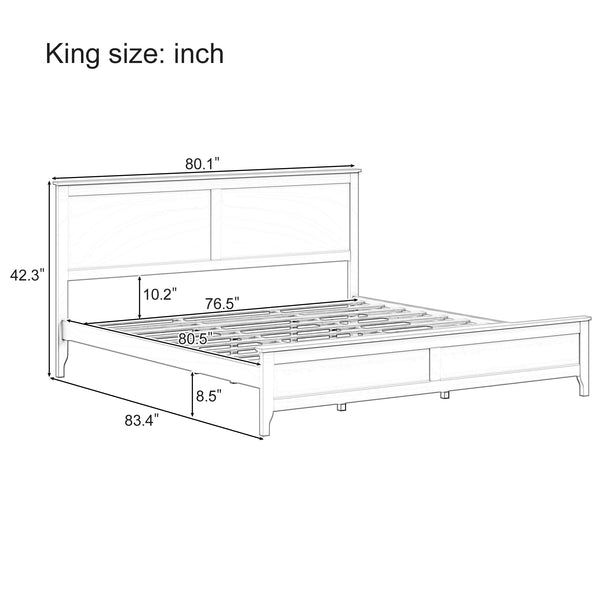 English Elm Modern Pine Wood Queen Platform Bed Slatted Headboard Tapered Legs Bedroom Frame BS701P414277S