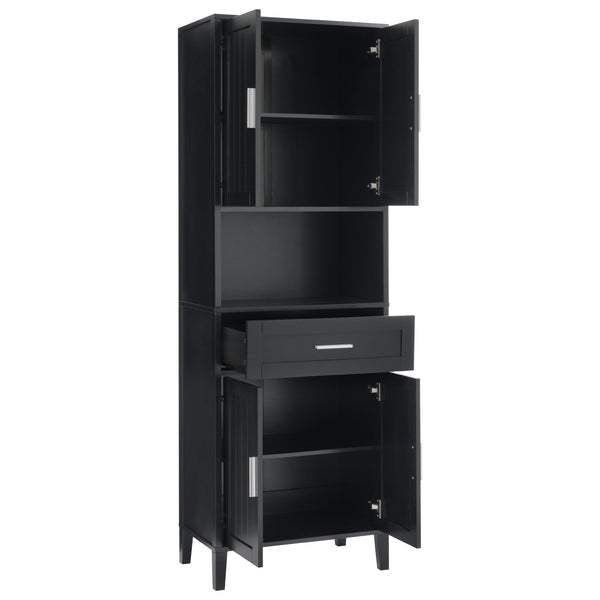 English Elm 70.9" High Freestanding Tall Bathroom Cabinet with Soft-Close Doors, Drawer & Adjustable Shelves for Organized Living Black N729P272001B