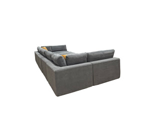 English Elm Coffee Bean Textured Modular Sectional Sofa with Toss Pillows for Modern Living Rooms Light Gray B2748S00076