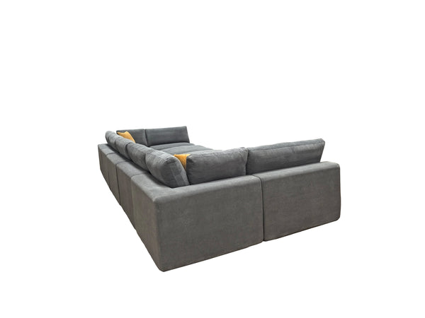 English Elm Coffee Bean Textured Modular Sectional Sofa with Toss Pillows for Modern Living Rooms Light Gray B2748S00076