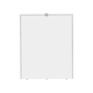 English Elm Kaplar Wall-Mounted Folding Table 33"x23" with Four Shelves — Space-Saving White Desk & Ironing Station B200P253739