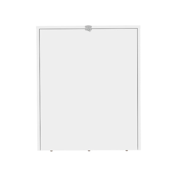 English Elm Kaplar Wall-Mounted Folding Table 33"x23" with Four Shelves — Space-Saving White Desk & Ironing Station B200P253739