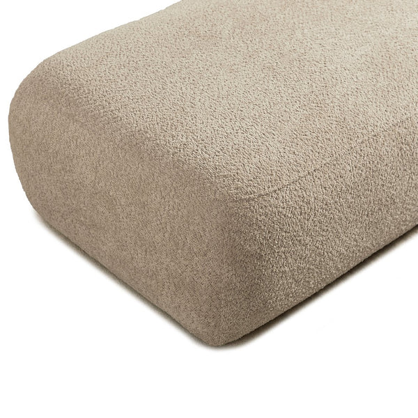 English Elm Upholstered Boucle Chaise Lounge with Wooden Legs for Bedroom or Living Room W5515P437368