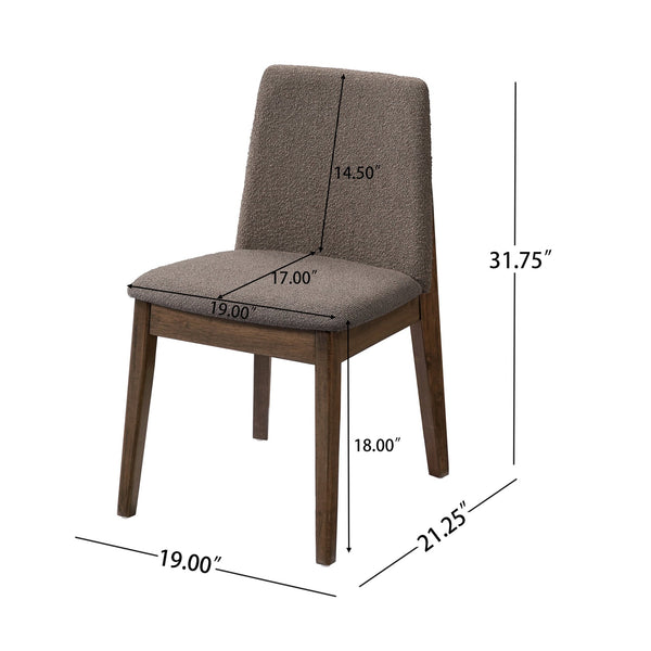 English Elm Christopher Knight Home® - Upholstered Modern Armless Dining Chair Set of 2 with Ergonomic Curved Back & Solid Wood Frame Durable Fabric Brown,Walnut N771P330590W