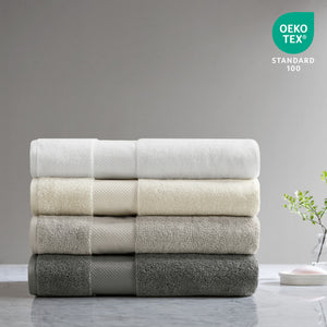 JLA Home Madison Park Signature - 100% Turkish Cotton Bath Sheet Set — Spa-Soft Low-Twist Plush, Highly Absorbent Dobby Border, OEKO-TEX Approved White MPS73-531