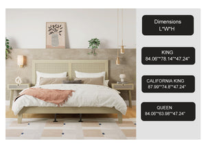 English Elm Christopher Knight Home® - Solid Wood Platform Queen Bed With Handwoven Rattan Headboard - Mid-Century Coastal Charm & Support N758P197691N