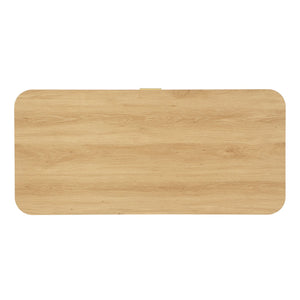 English Elm Modern Mid-century Coffee Table Tambour Doors Open Shelves Warm Wood Living Room Natural N770P333551N