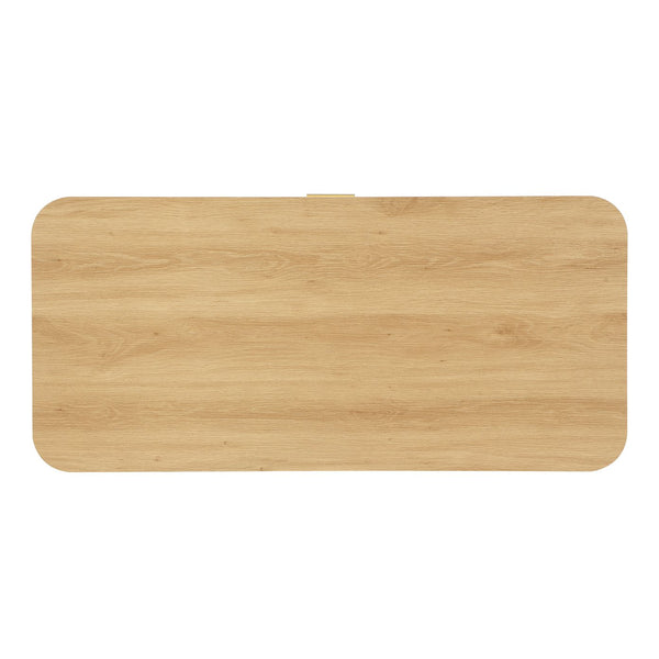 English Elm Modern Mid-century Coffee Table Tambour Doors Open Shelves Warm Wood Living Room Natural N770P333551N
