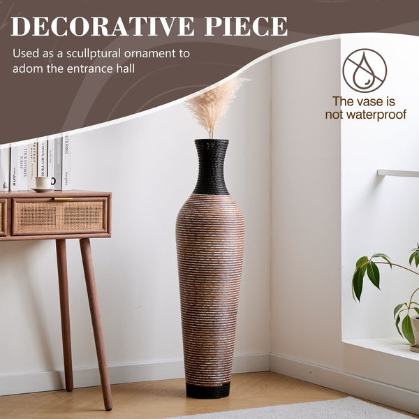 English Elm 39.4" Handcrafted Pvc Tall Floor Vase Textured Boho Accent for Entryway or Living Room W2796P446190