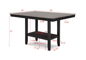 English Elm 1pc Counter Height Dining Table 42"x60" Light Gray Top with Bold Black Base – Modern Rectangular Oak-Style Craftsmanship B011P257345