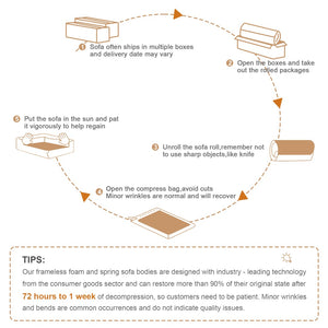 English Elm U-Shaped Plush Teddy Fabric Sofa With Curved Armrests, No Assembly, Anti-Slip Design For Cozy Living W714S01433-GIGA