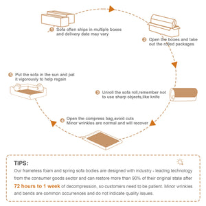 English Elm Boneless Sofa: Plush 3-Seat Camel Teddy Fabric With Non-Slip Base, Stylish Curved Armrests & Comfort W714S01431