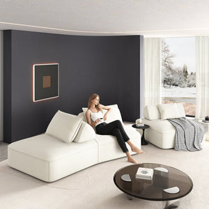 English Elm 139" Modern Oversized Modular Sectional Sofa Set - Fluffy Chenille Upholstery, Deep Seats, Removable Backrests, Plush Pillows, No Assembly Required Beige W3219S00001