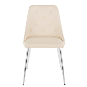 English Elm Giovanni Contemporary Dining Chairs Set Of 2 - Cream Faux Leather & Chrome Metal, Stylish Comfort B202P223574