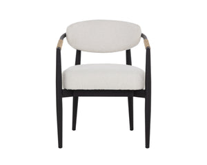 Sunpan Marita Dining Armchair - Sleek Modern Design With Wicker Weave For Stylish Outdoor Gatherings Cream Fabric 112101