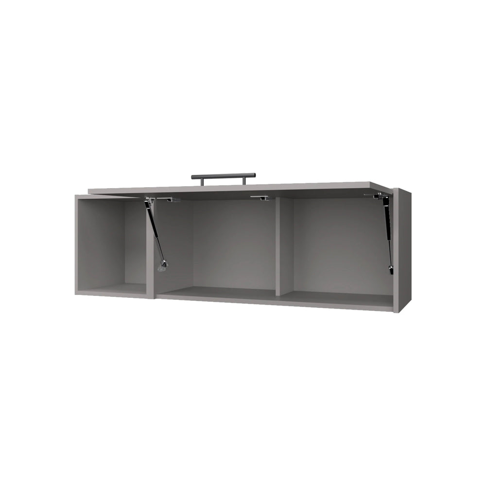 English Elm Smoke Wall Cabinet Fold-Down Door with Pneumatic Arms, Open Storage, Sleek Smoke Finish for Décor B062P252144
