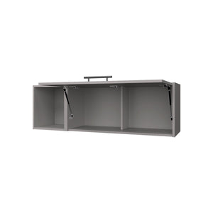 English Elm Smoke Wall Cabinet Fold-Down Door with Pneumatic Arms, Open Storage, Sleek Smoke Finish for Décor B062P252144