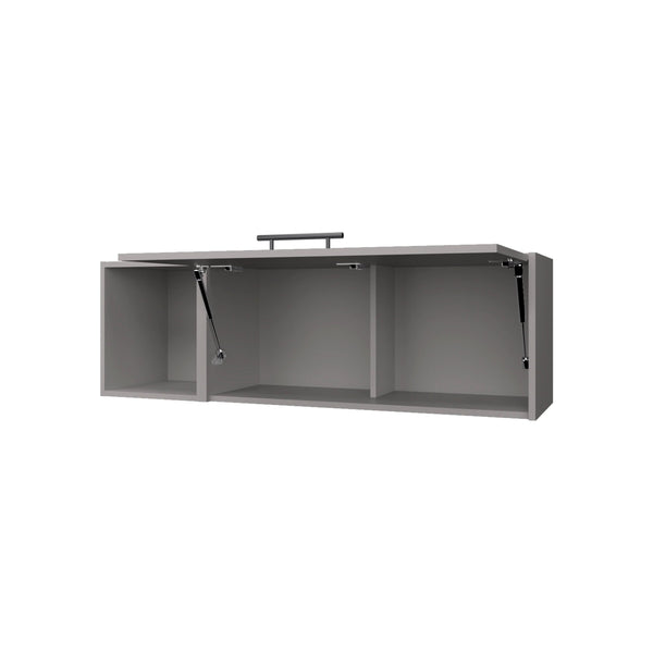 English Elm Smoke Wall Cabinet Fold-Down Door with Pneumatic Arms, Open Storage, Sleek Smoke Finish for Décor B062P252144