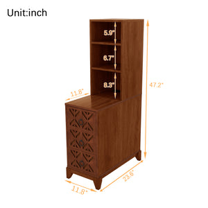 English Elm End Table With 3 Drawers & 2 Open Shelves - Stylish Walnut Corner Table With Power Outlet & Usb Ports W2593P289146