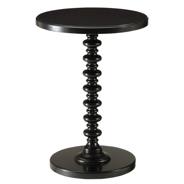 English Elm Black Round Wooden Side Table with Turned Pedestal Base, Solid Wood Accent Table for Cozy Nooks, Farmhouse to Traditional Style B062P181368