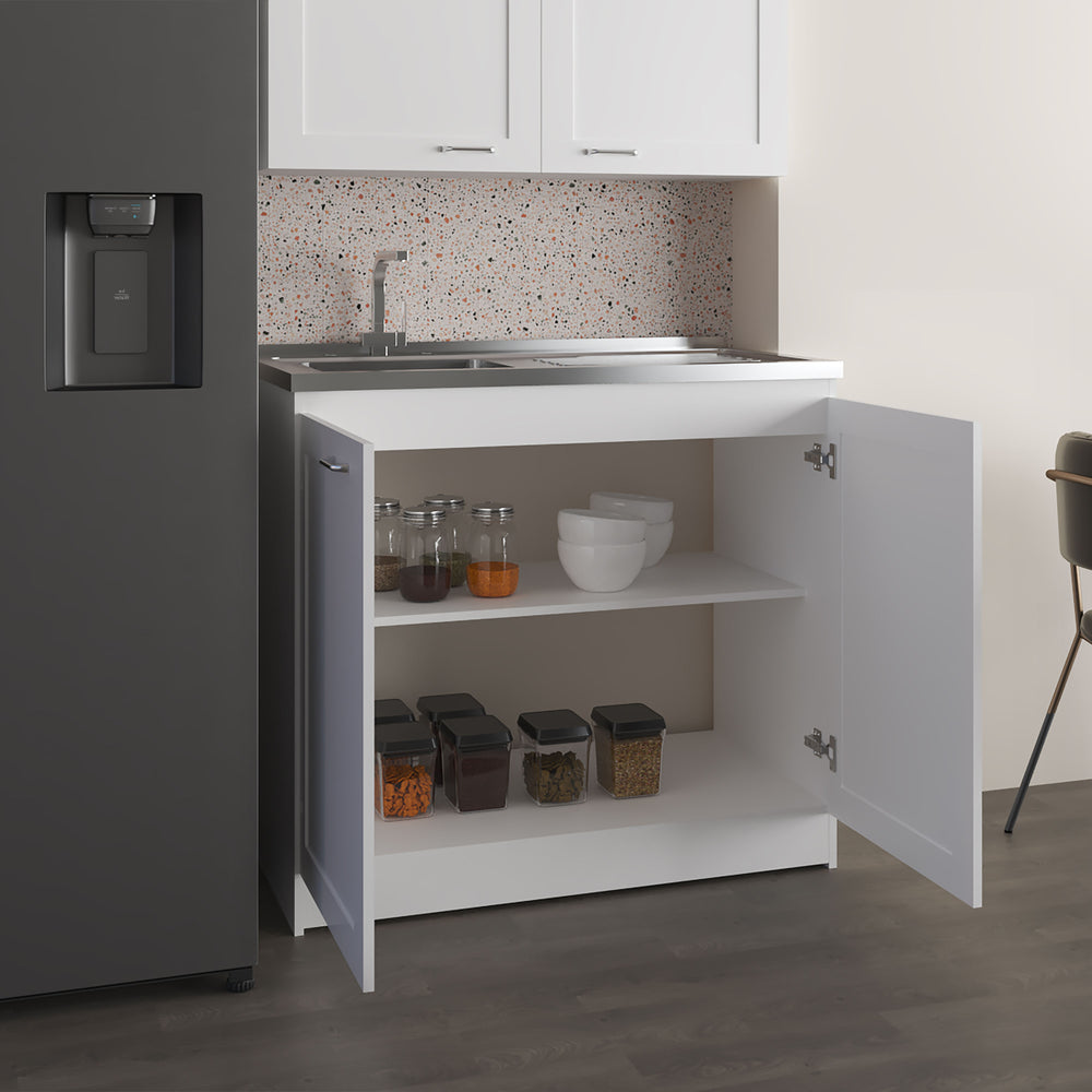 English Elm Zurich Freestanding Utility Sink with Black Cabinet Two Shelves for Laundry Garage B070S00371