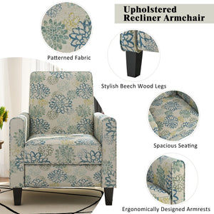 English Elm Christopher Knight Home® - 27.5" Push Back Recliner with Beech Legs, Deep Ergonomic Seat & Extendable Footrest for Rooms Blue N763P256508C