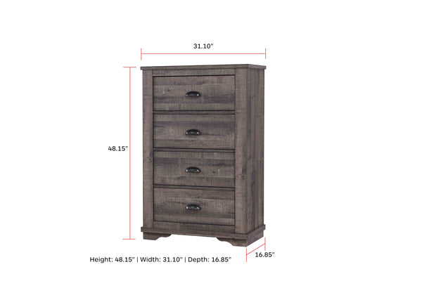 English Elm 1pc Contemporary Tall Chest with Faux Marble Top and Four Drawers for Elegant Bedroom Storage Gray 34.06 L x 19.8 W x 51.65 H B2741P335231