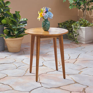 Christopher Knight Home® - Noble House - Stamford Outdoor Round Acacia Wood Bistro Table With Straight Legs, Teak