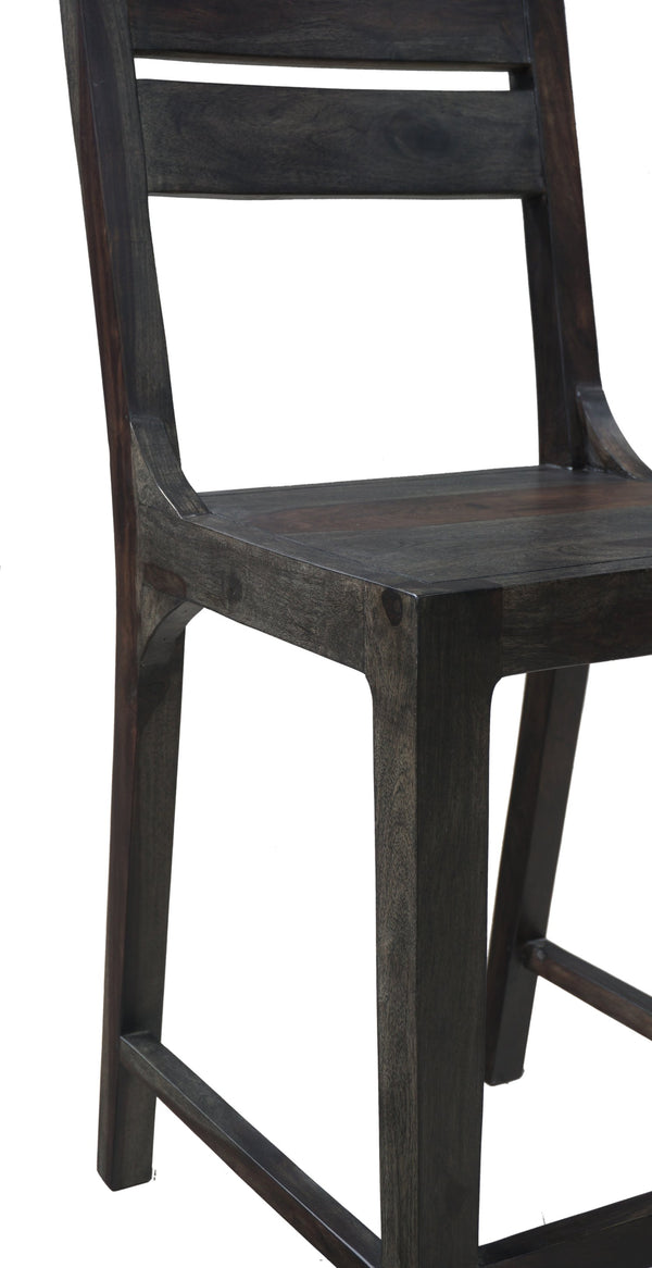 Porter Designs Porter Fall River Solid Sheesham Wood Counter Height Dining Chair Set Of 2 In Black Walnut Finish Gray Wood 07-117-11-1404o