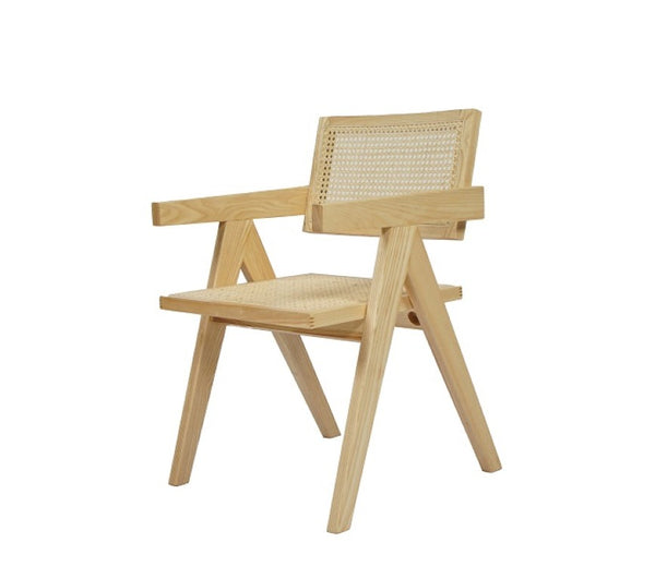 VIG Furniture Aurora Handwoven Rattan Dining Arm Chair With Solid Ash Frame — Modern-Retro Comfort & Durability VGCS-ACH-21026