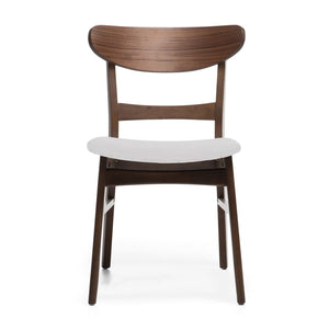 English Elm [video] Rubberwood Dining Chairs Set of 2 Upholstered Mid-century Seats for Modern Homes Light Beige 58915.00WNT