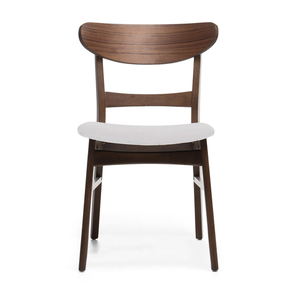 English Elm [video] Rubberwood Dining Chairs Set of 2 Upholstered Mid-century Seats for Modern Homes Light Beige 58915.00WNT