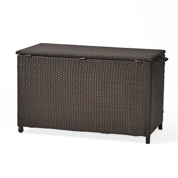 English Elm Blake Outdoor Wicker Storage Box with Wheels for Patio Cushions and Garden Gear 54153.00BRN