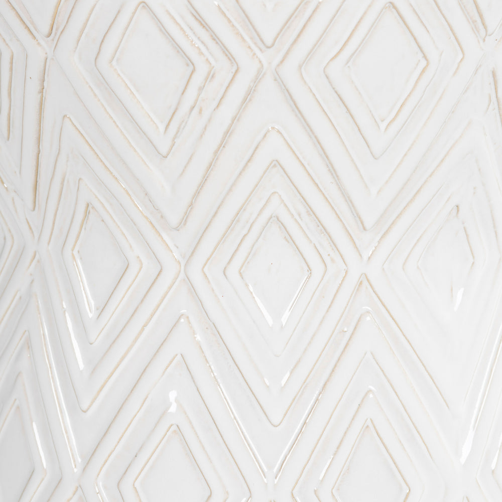 Surya Cali 18"H X 14"W X 14"D Eclectic Garden Stool - Durable, Weather-resistant Ceramic For Outdoor Use! Top, White,Base, White Ceramic,Ceramic Acl-001