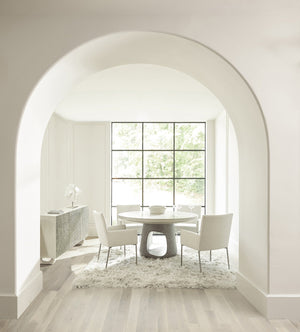 Bernhardt Bernhardt Sereno Round Dining Table With Walnut Lutra Top & Sasso Teardrop Base, 60" Expandable K1944