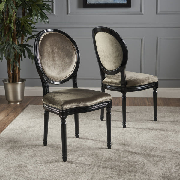 English Elm Christopher Knight Home® - Kd Dining Chair - Elegant Grey Velvet Upholstered Seat With Iconic Round Backrest & Fluted Legs 60352.00NVLT