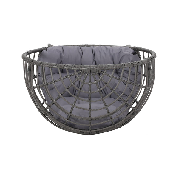 English Elm Christopher Knight Home® - SANTINO Teardrop Wicker Chair with Water‑Resistant Cushion, Gray Faux Rattan, Iron Frame, Cozy Lounger 65646.00GDGRY