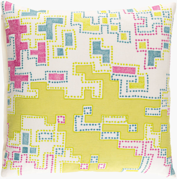 Surya Macro 18"L X 18"W Accent Pillow – Durable Cotton Design For Modern Decor, Made In India, Spot Clean Magenta Cotton Acr001-2020d
